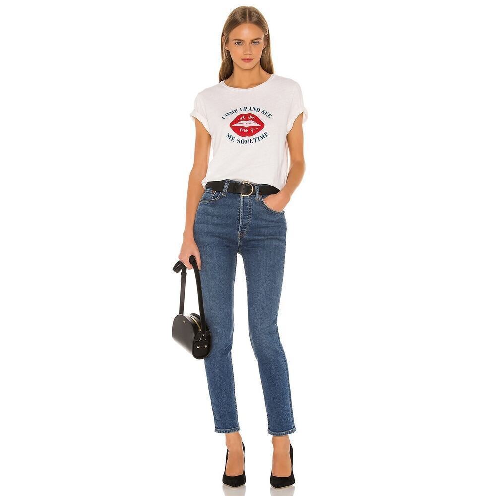 RE/DONE Ultra High Rise Ankle Crop Jeans Skinny Leg Denim Fade Blue Size 25 NWT